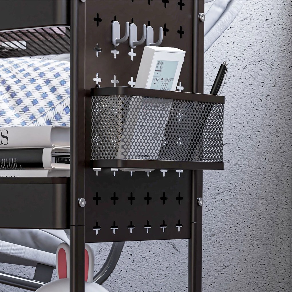 HOMCOM Wózek na Kółkach Kuchenny Czarny | Aosom PL