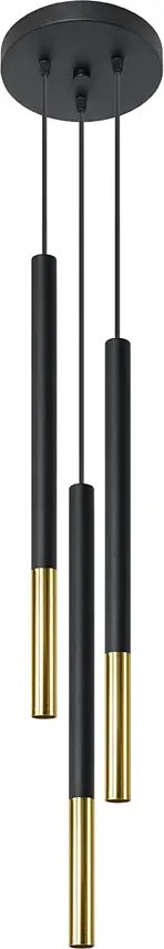 Czarno-złota potrójna lampa wisząca regulowana - EX721 T6-Z85