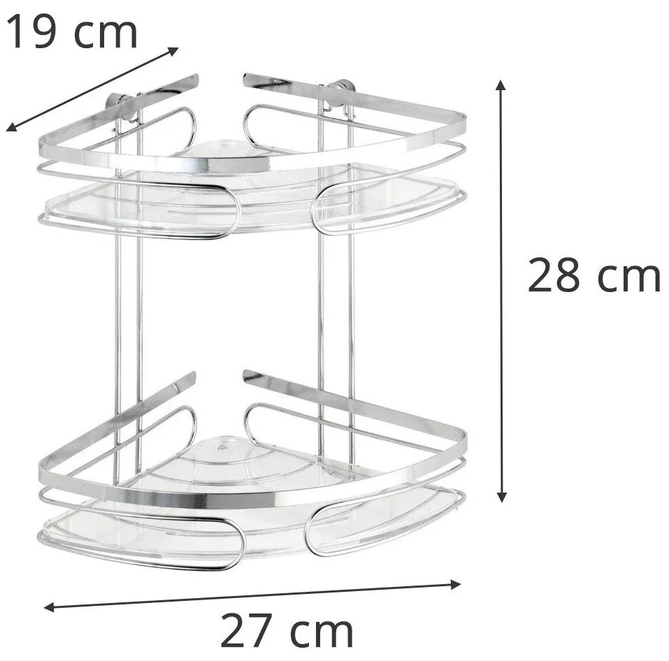 Narożna półka łazienkowa PREMIUM, 2 poziomy - stal nierdzewna, WENKO