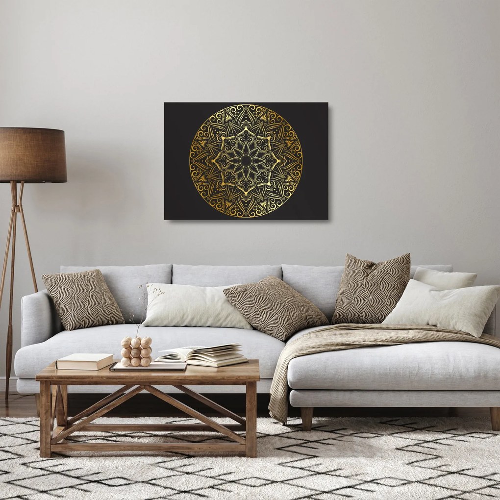 Obraz na szkle złotej abstrakcji (70x50 cm)