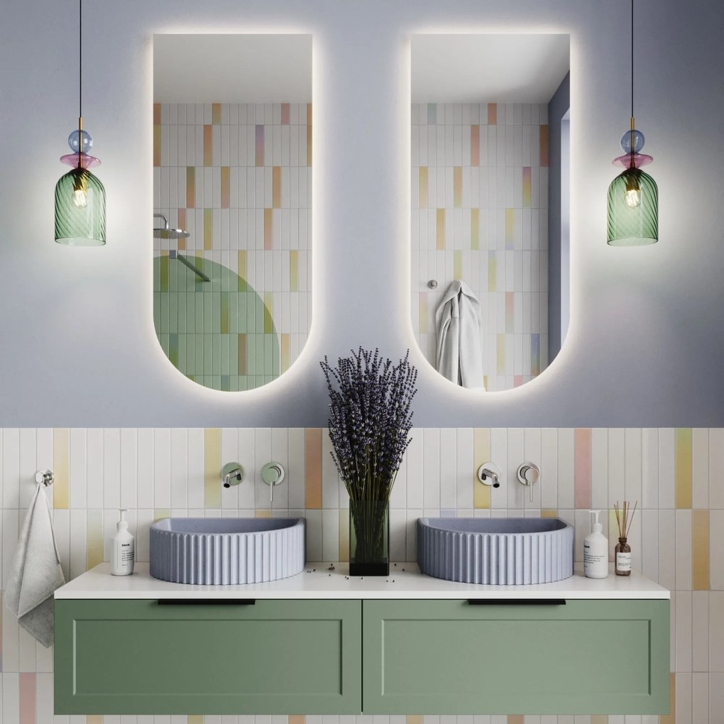 Lustro półowalne bez ramy oszlifowane obracalne z podświetleniem ARCH LED | Różne rozmiary | Różne kolory szkła : Kolor tafli szkła - Grafit, Rozmiar - 60 x 100 cm