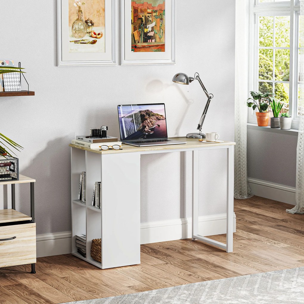 HOMCOM Kompaktowe Biurko Komputerowe, Nowoczesne Biurko z Przegrodami, Do Małych Przestrzeni, 100 x 54 x 75 cm, Biały