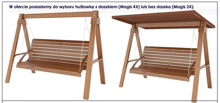 Huśtawka ogrodowa drewniana Magis 4X orzech - 160cm