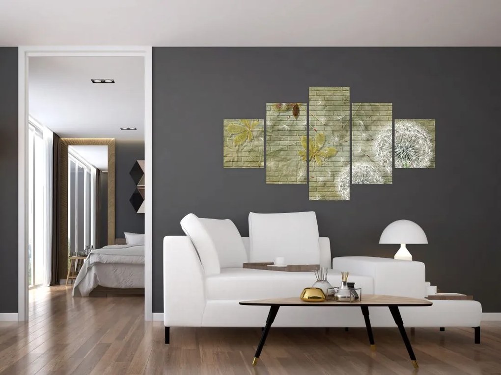 Obraz - Dmuchawce unoszone wiatrem (125x70 cm)