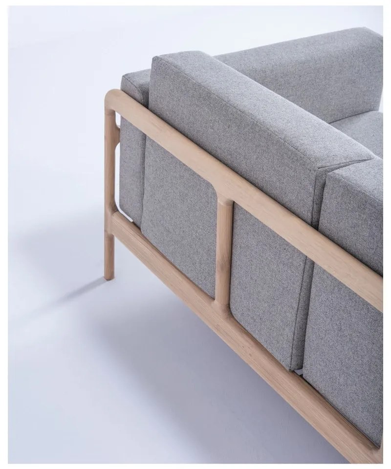 Szara sofa z konstrukcją z litego drewna dębowego Gazzda Fawn, 180 cm