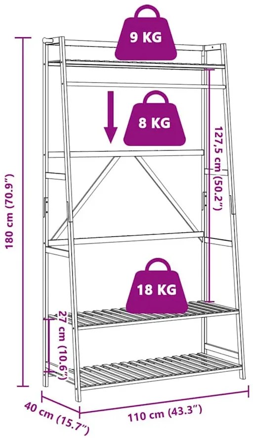 Bambusowy stojący wieszak z półkami na buty N6-Z45