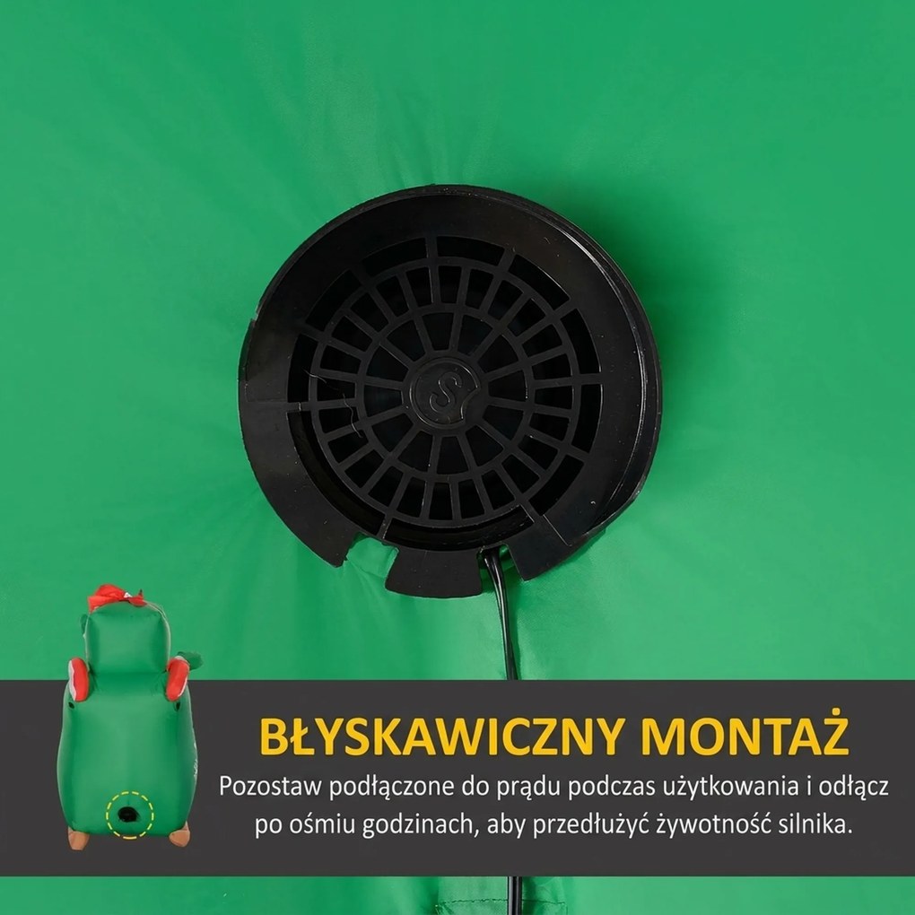 Outsunny Mikołaj na saneczkach z reniferem, dmuchany, z białym oświetleniem LED, 210 x 80 x 140 cm