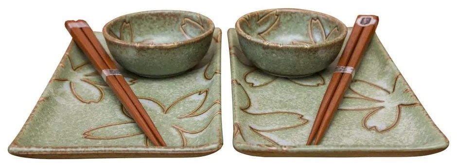 6-częściowy komplet zielonych naczyń ceramicznych do sushi MIJ