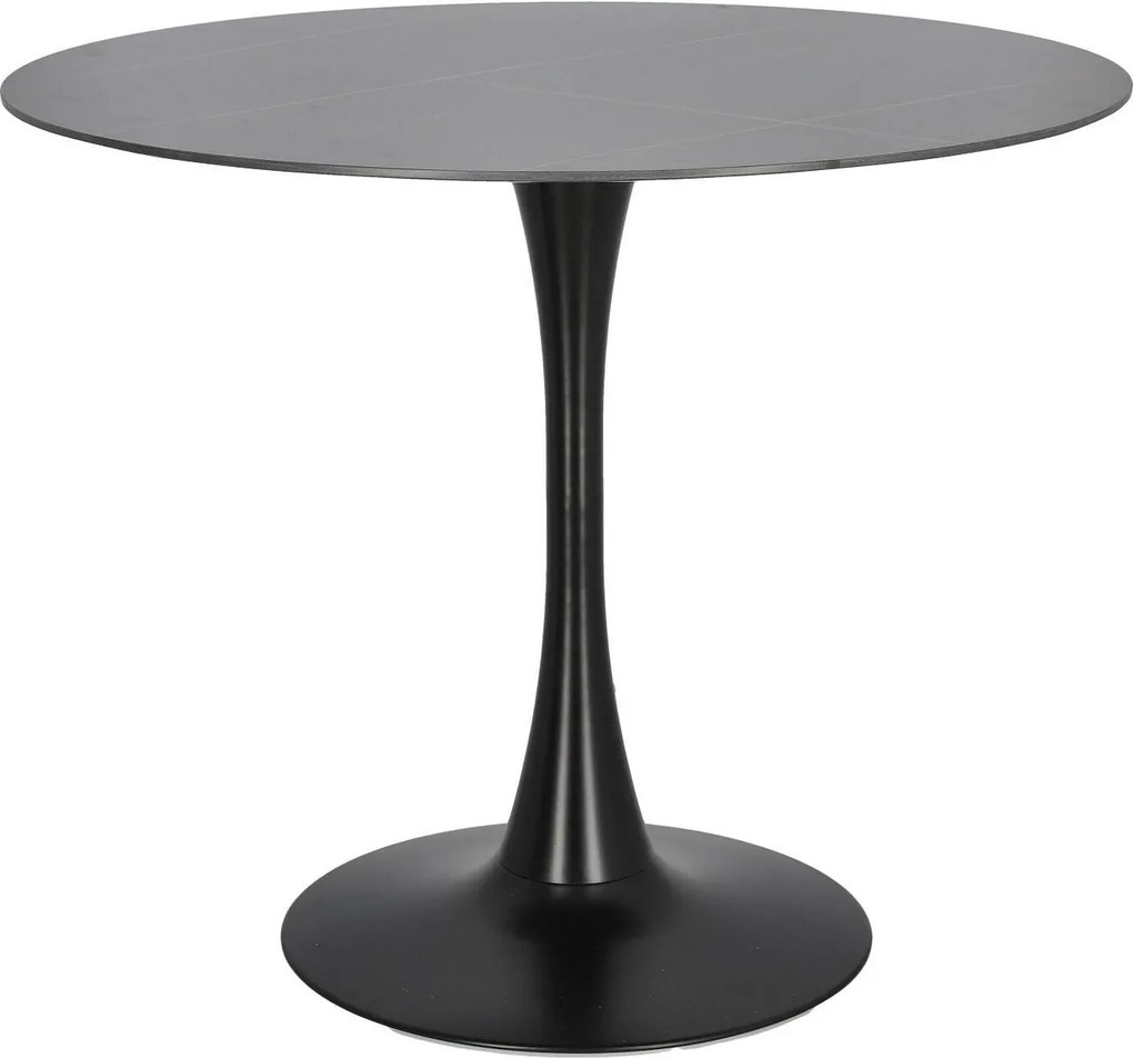 Stół na jednej nodze z marmurowym blatem Skinny Premium Stone Black 90