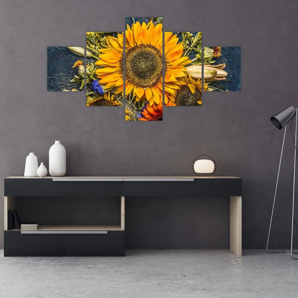 Obraz - Jesienne kwiaty (125x70 cm)