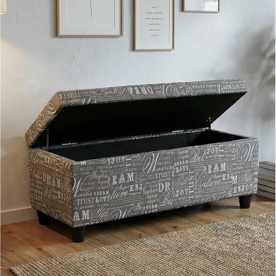 Skrzynia do przechowywania Kriens,  napis, szary