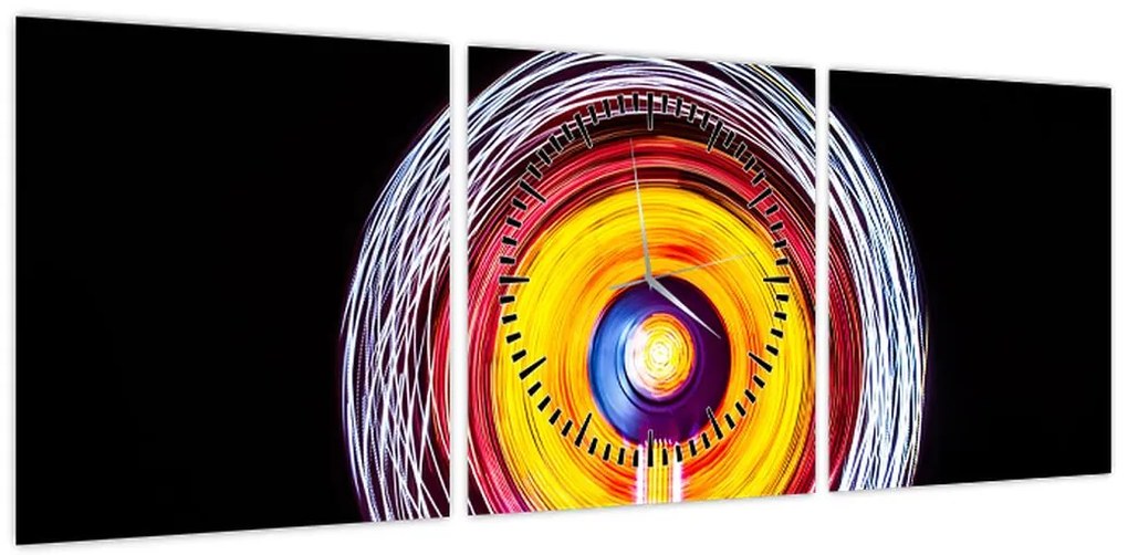 Obraz świateł w kręgu (z zegarem) (90x30 cm)