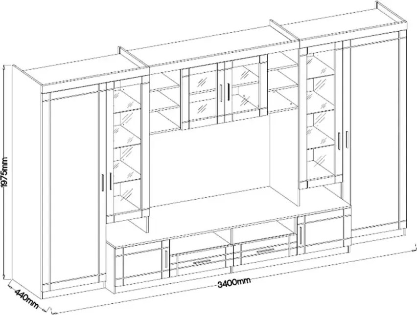 Elegancka meblościanka Pari w kolorze Grafit+Sonoma do salonu