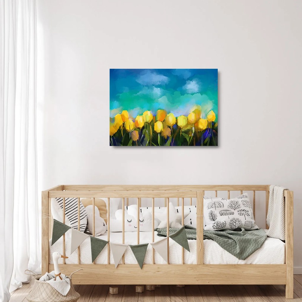 Obraz na szkle żółtych tulipanów (70x50 cm)