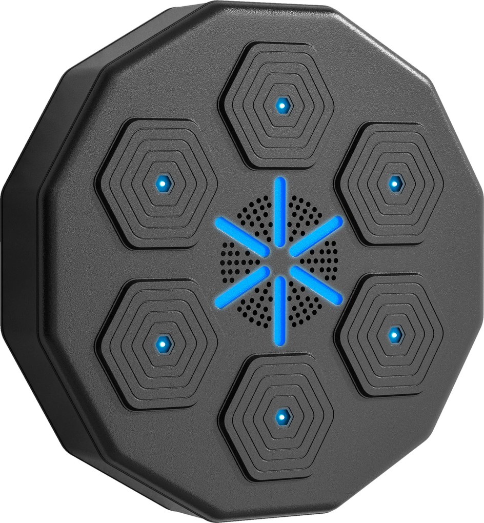 SPORTNOW Trener bokserski z funkcją muzyki, Bluetooth, migające punkty, montaż na ścianie, skóra ekologiczna, Czarny