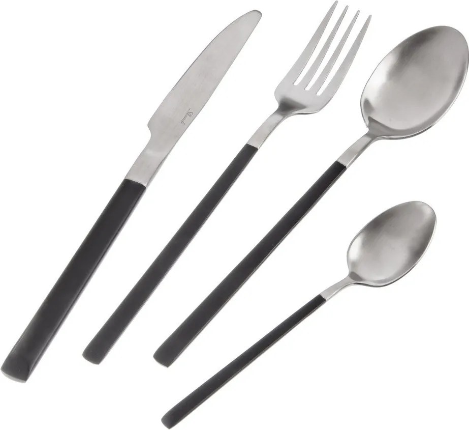 Sztućce ze stali nierdzewnej w czarno-srebrnym kolorze 24 szt. Skandi – Orion