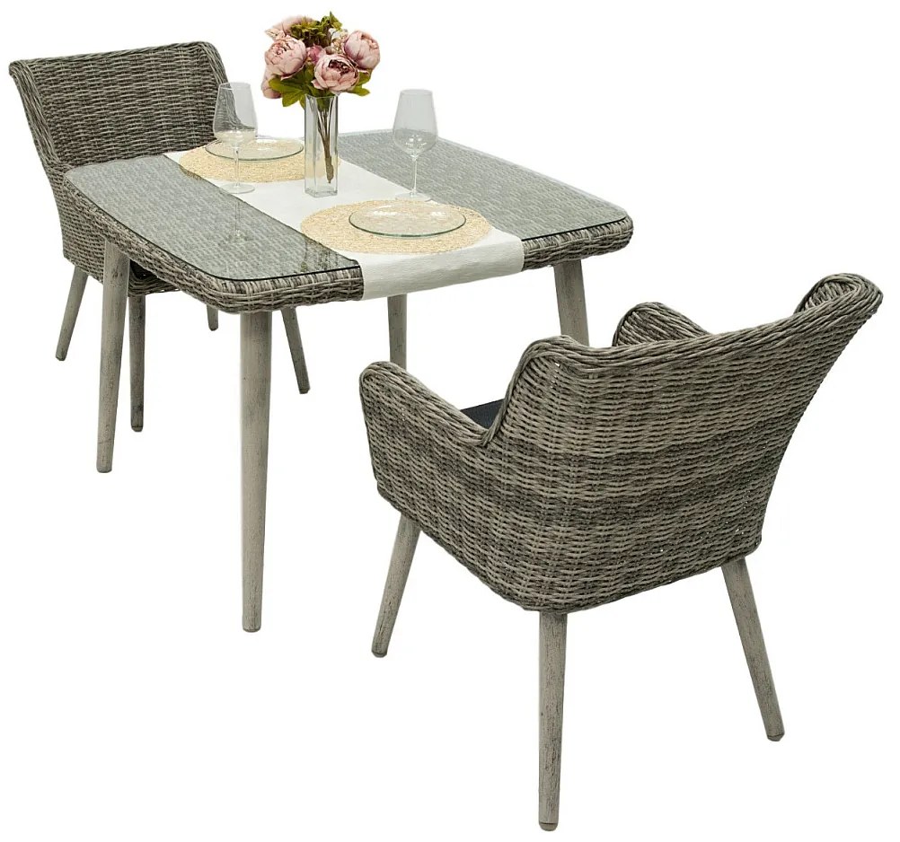 Zestaw rattanowy ogrodowy VICTORIA MINI 1+2 (szary)