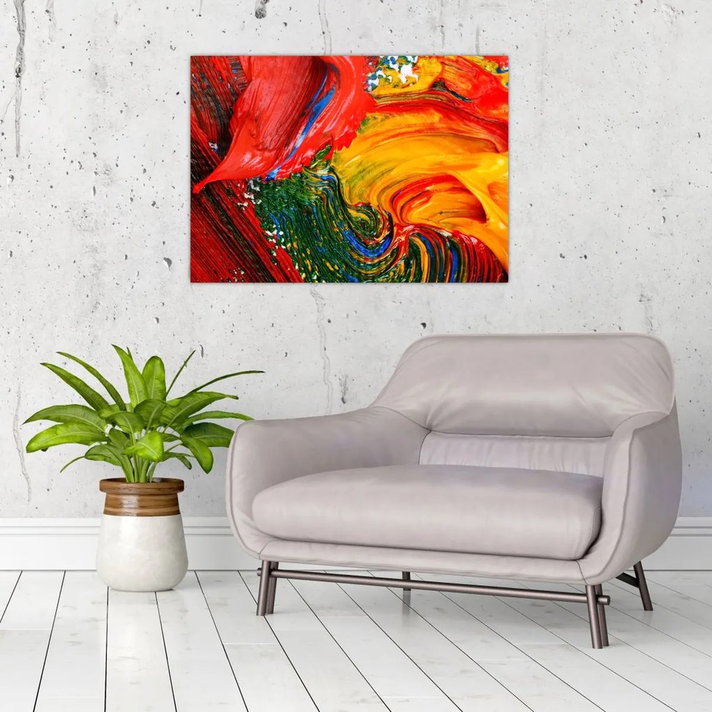 Obraz na szkle - Niebieska abstrakcja za pomocą pędzla (70x50 cm)