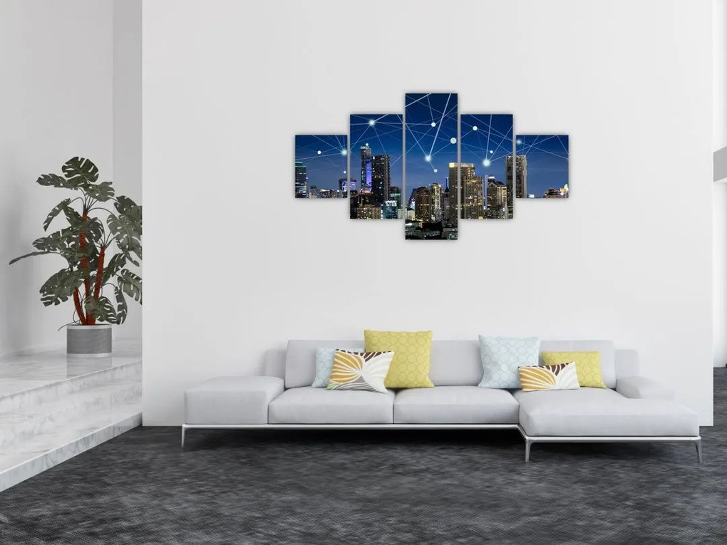 Obraz - Wielkie miasto nocą (125x70 cm)