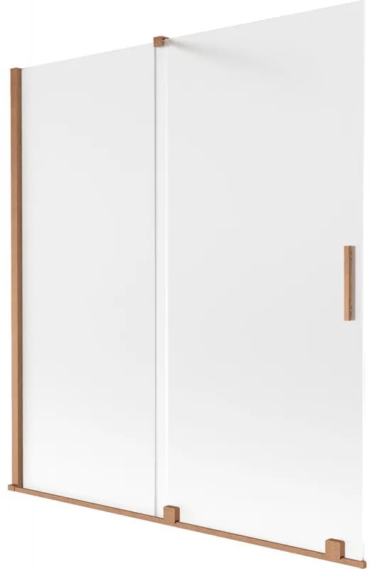 Mexen Velar parawan nawannowy 2-skrzydłowy rozsuwany 150 x 150 cm, szron, miedź szczotkowana - 896-150-000-31-65