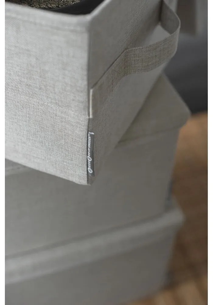 Beżowy tekstylny pojemnik z pokrywką 35x26x19 cm Soft Storage – Bigso