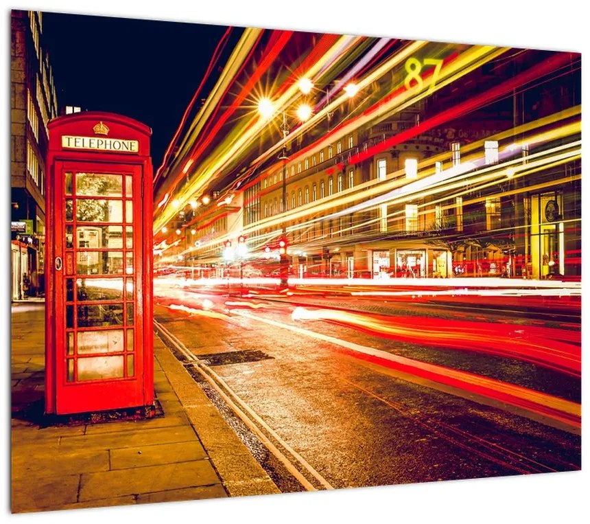 Obraz na szkle - czerwona budka telefoniczna w Londynie (70x50 cm)
