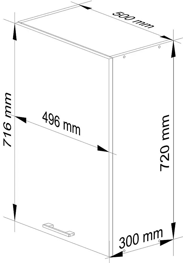 Szara minimalistyczna górna szafka do kuchni - Vivienne 15X 50 cm