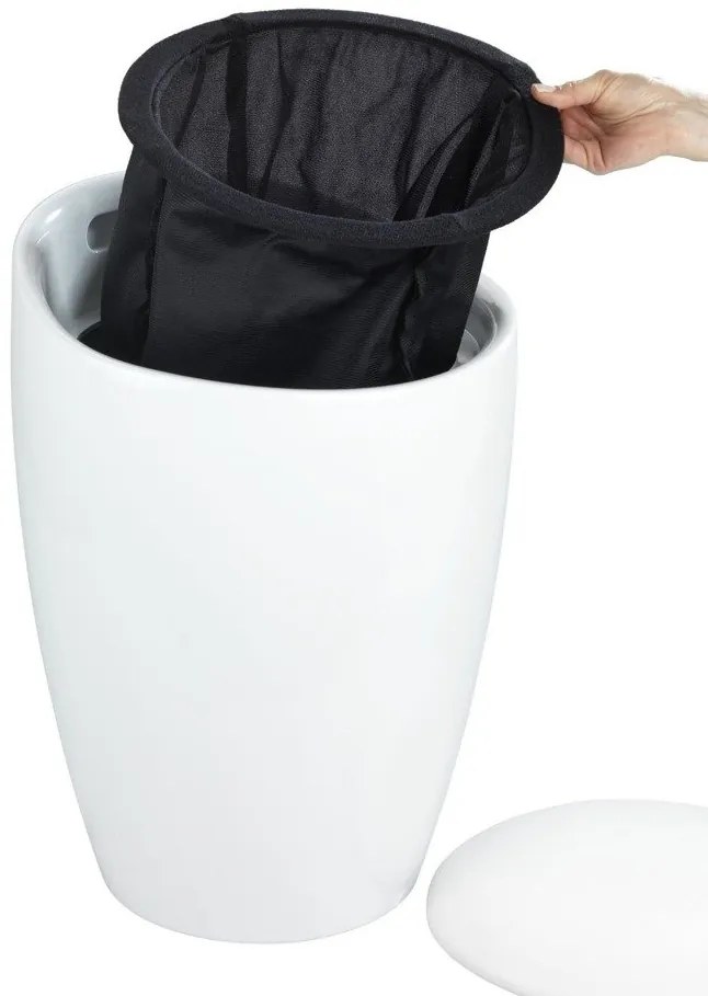 Pufa CANDY WHITE - kosz na pranie, 2 w 1 , WENKO