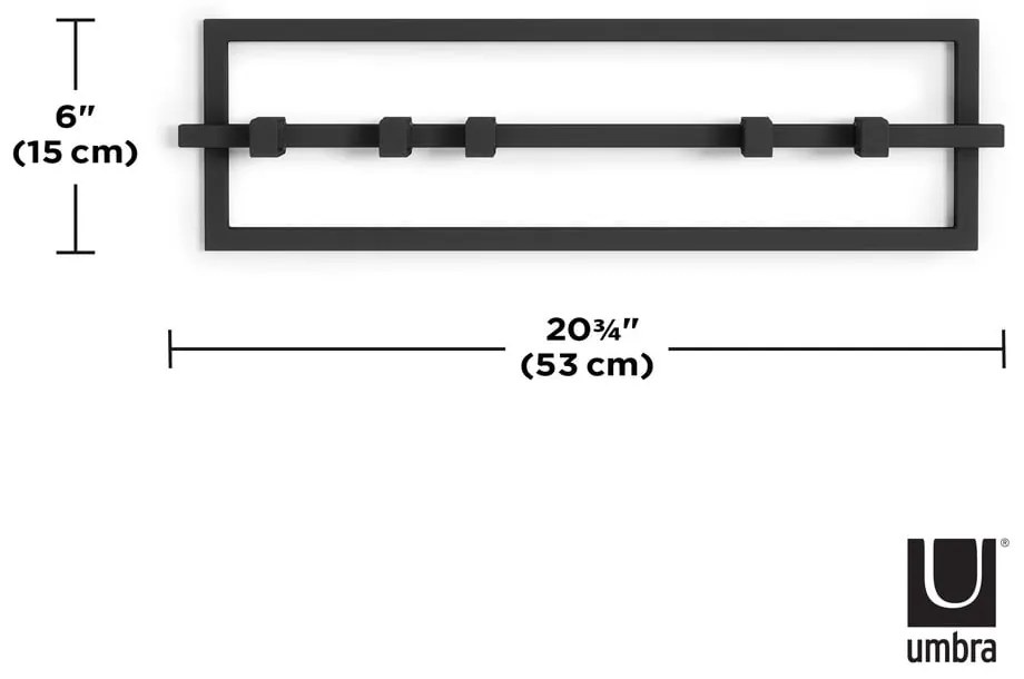 Czarny metalowy wieszak ścienny Cubiko – Umbra