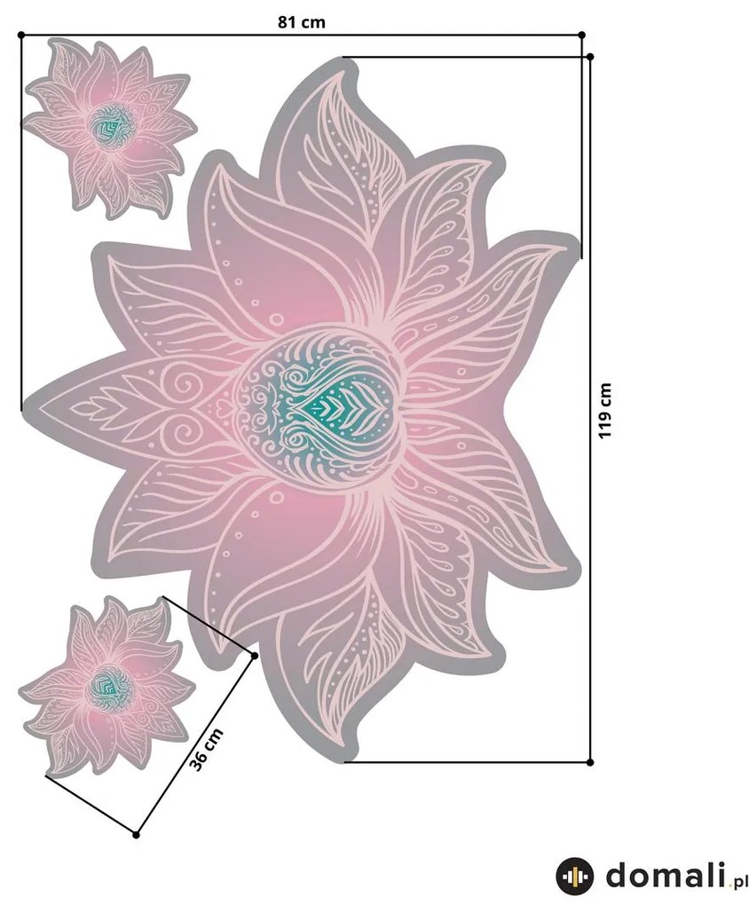 Naklejki na ścianę - Lotosowa mandala szaro - różowa