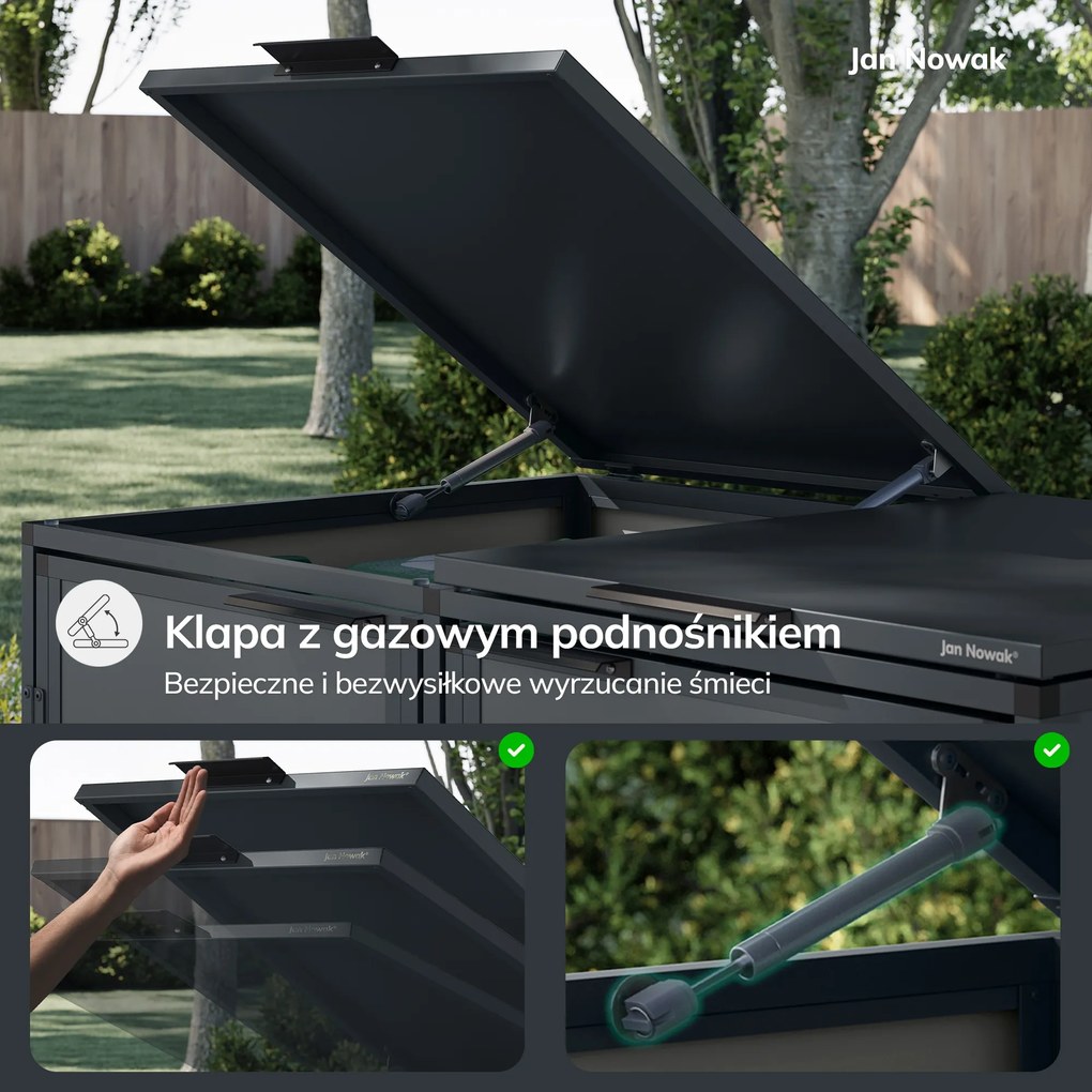 Zabudowa śmietnikowa 240L trzykomorowa, antracyt