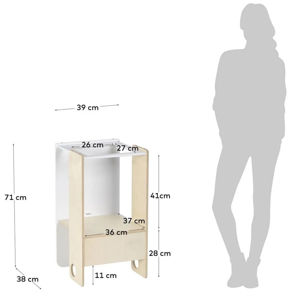 Biało-naturalny pomocnik kuchenny dla dzieci Nuun – Kave Home