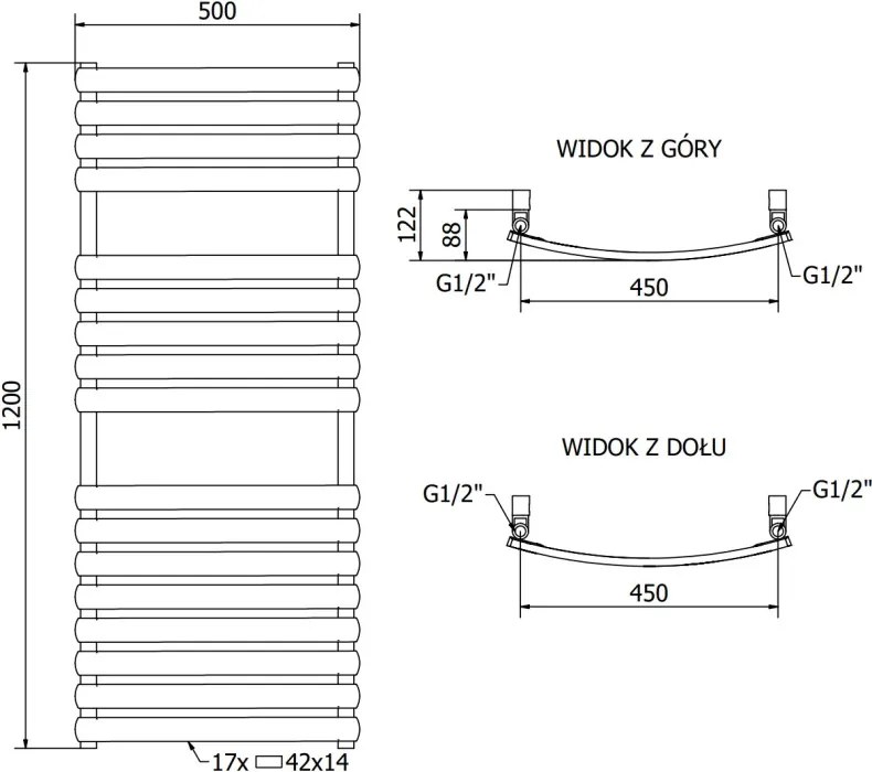 Mexen Bachus grzejnik elektryczny 1200 x 500 mm, 600 W, czarny - W109-1200-500-2600-70
