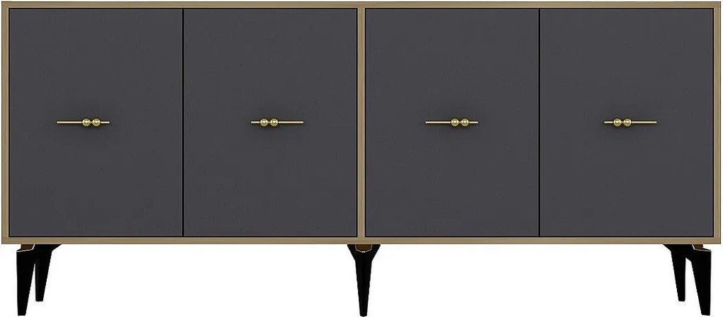 Komoda – 180 cm x 82,6 cm x 35 cm – Dąb szafirowy i antracyt – Płyta wiórowa