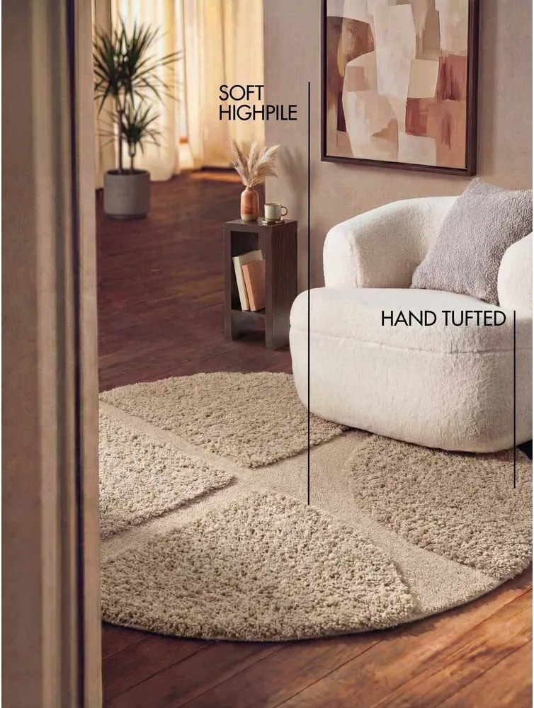 Beżowy okrągły dywan tkany ręcznie ø 160 cm Lambeth Jasper – Ted Baker