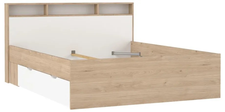 Łóżko dwuosobowe w dekorze dębu ze schowkiem bez stelaża 160x200 cm Ikast – Tvilum
