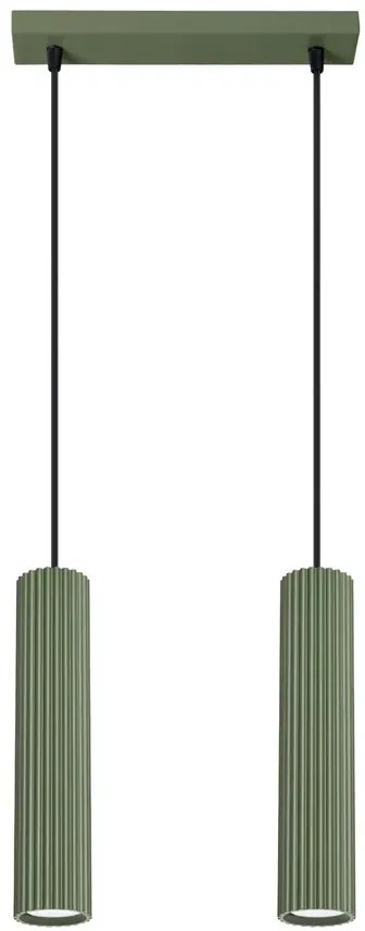 Karbowana podwójna wisząca lampa oliwkowa - D297 K3-W66