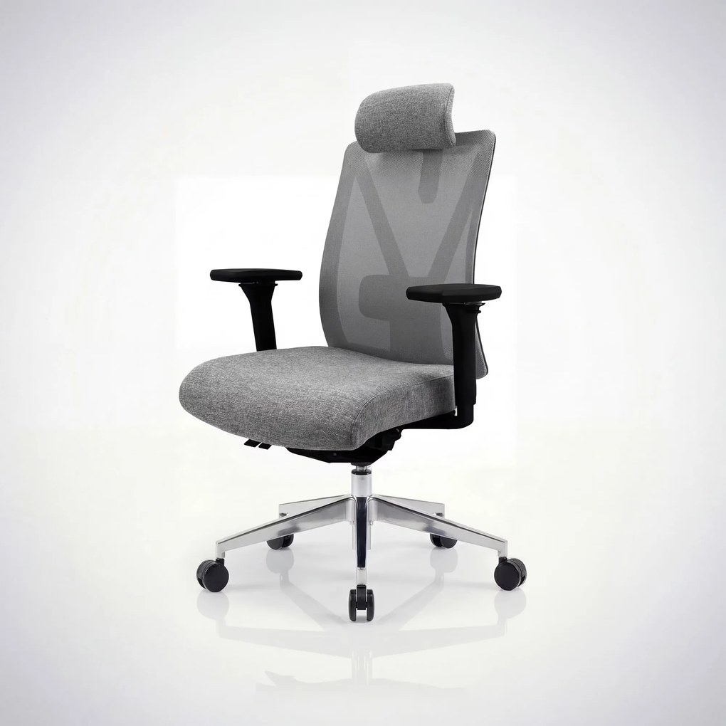 Fotel biurowy ergonomiczny obrotowy z siatkowym oparciem szary: VECTOR