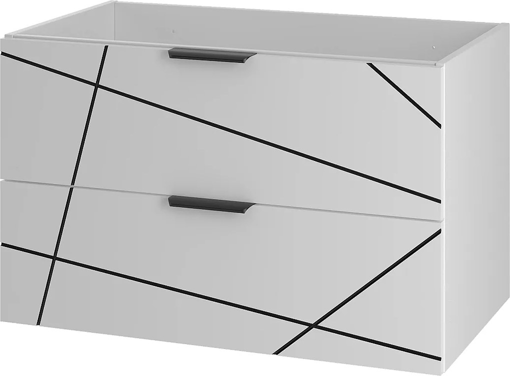 Szafka Łazienkowa pod Umywalkę 80cm 2 Szuflady Biały Mat Wood