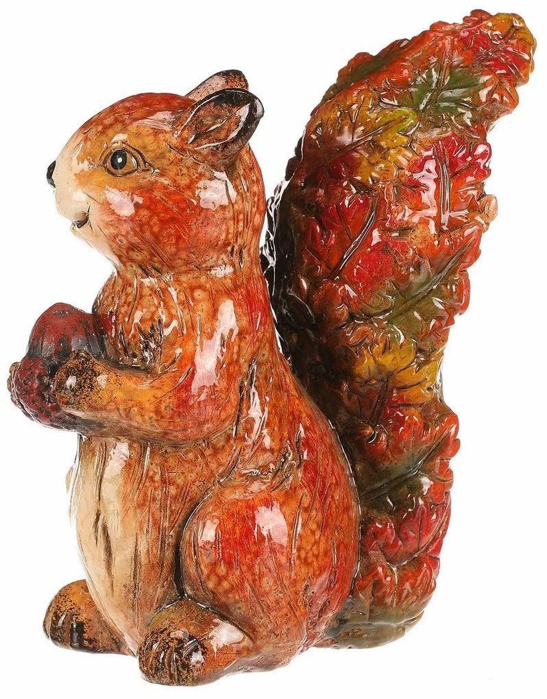 Jesienna dekoracja Wiewiórka z orzechem, 12 x 7 x13 cm, ceramika