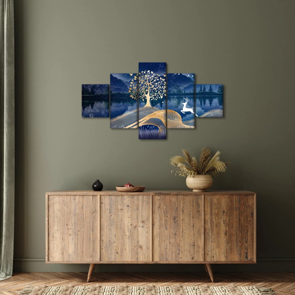 Obraz jelenia w pełni księżyca (125x70 cm)
