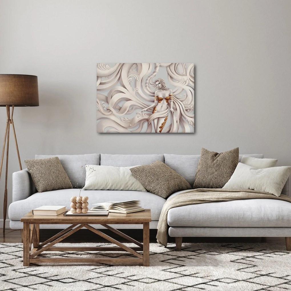 Obraz bogini z motywem kwiatowym (70x50 cm)
