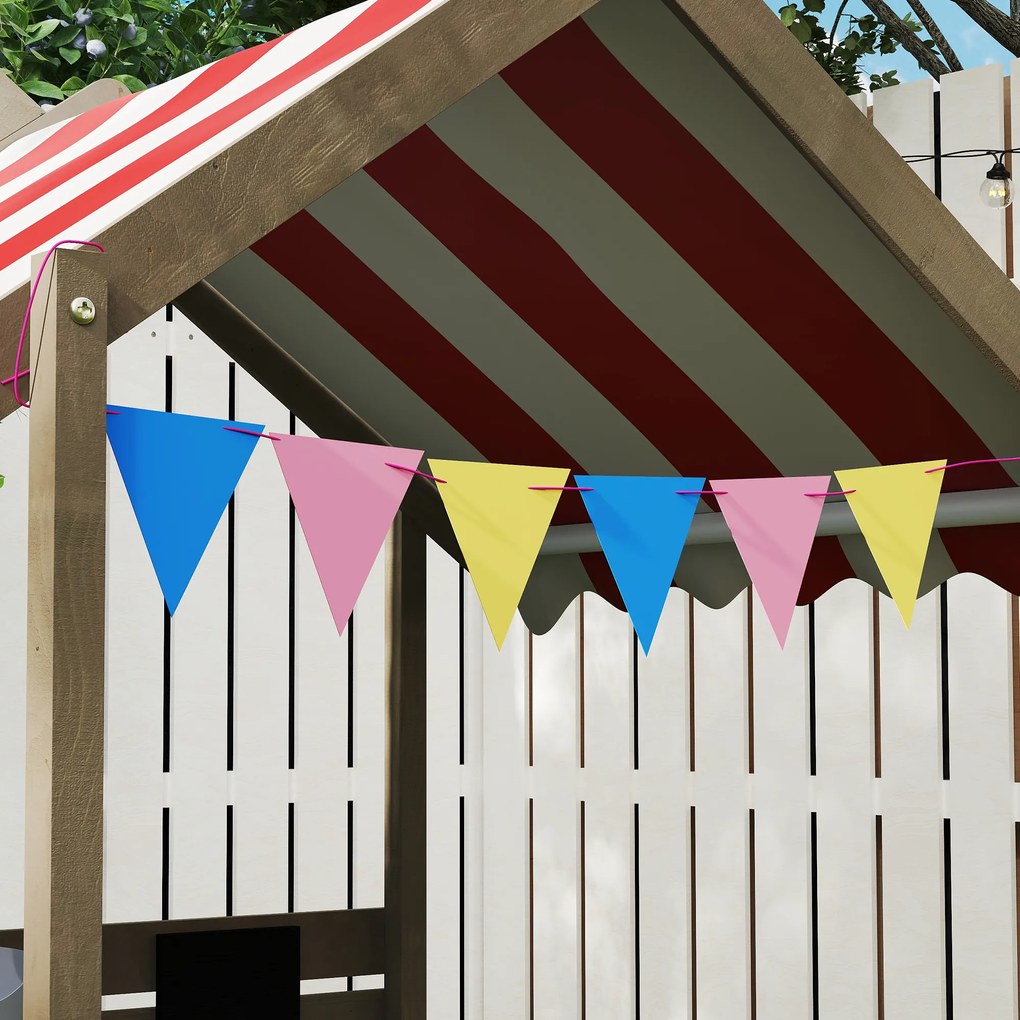 Outsunny Piaskownica z zadaszeniem, design domku do zabawy, zestaw z zabawkami, traktowane drewno solidne, 124 x 116 x 146 cm, szary