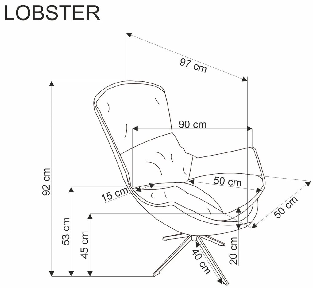 LOBSTER Fotel wypoczynkowy Beżowy Tkanina HAGA Eco skóra Obrotowy 360''