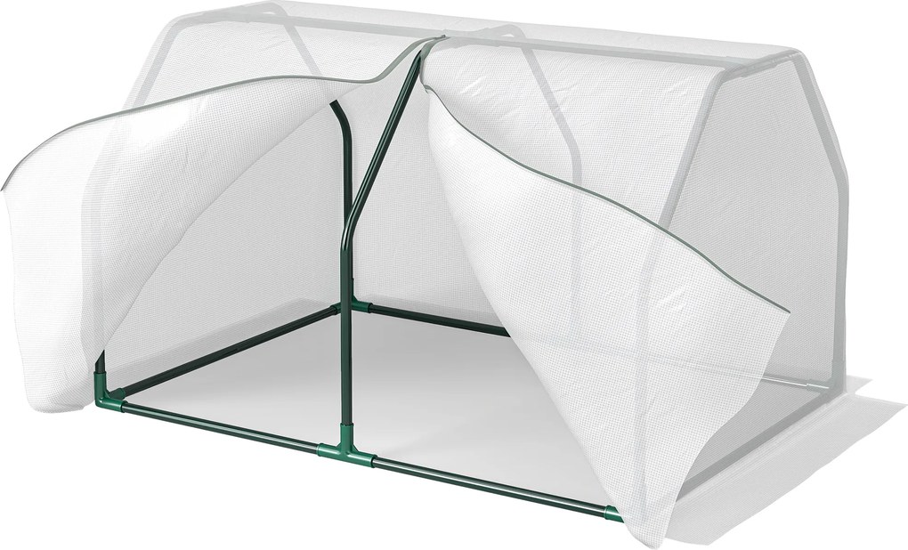 Outsunny Mini Szklarnia Tunel Foliowy Odporny na Warunki Atmosferyczne Łatwy Transport Zielony 99x71x60cm | Aosom PL