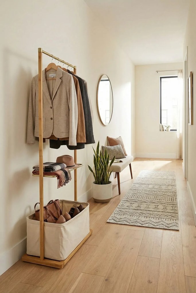 Bambusowy wieszak wolnostojący na ubrania A0-N62