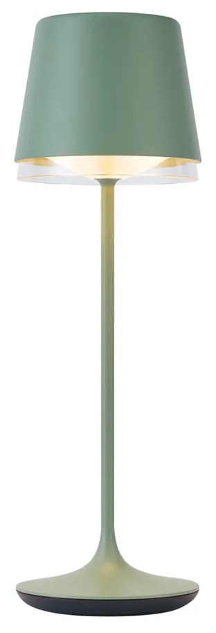 Zewnetrzna Lampa stołowa zielona z LED IP65, ładowalna ze stacją ładującą - Bass Nowoczesny Oswietlenie zewnetrzne