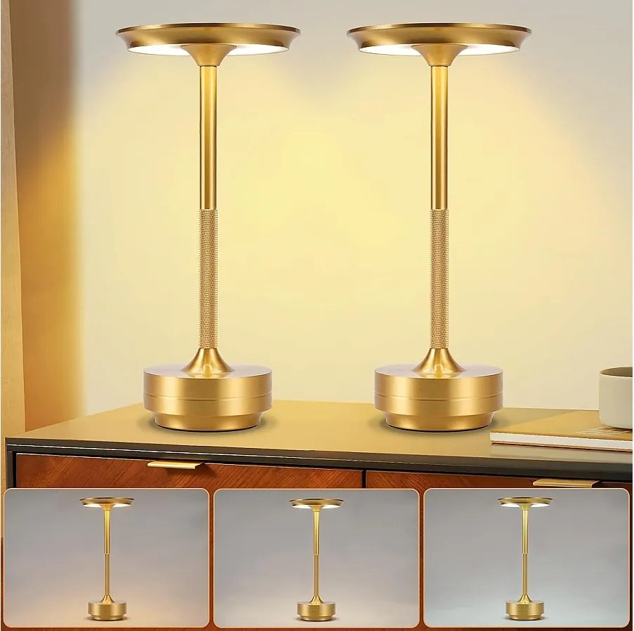 Nettlife Bezprzewodowa, zasilana bateryjnie lampka nocna – ściemnialna, dotykowa lampa stołowa LED, zestaw 2 sztuk z akumulatorem USB