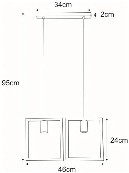 Podwójna geometryczna lampa wisząca - S097 B9-R38