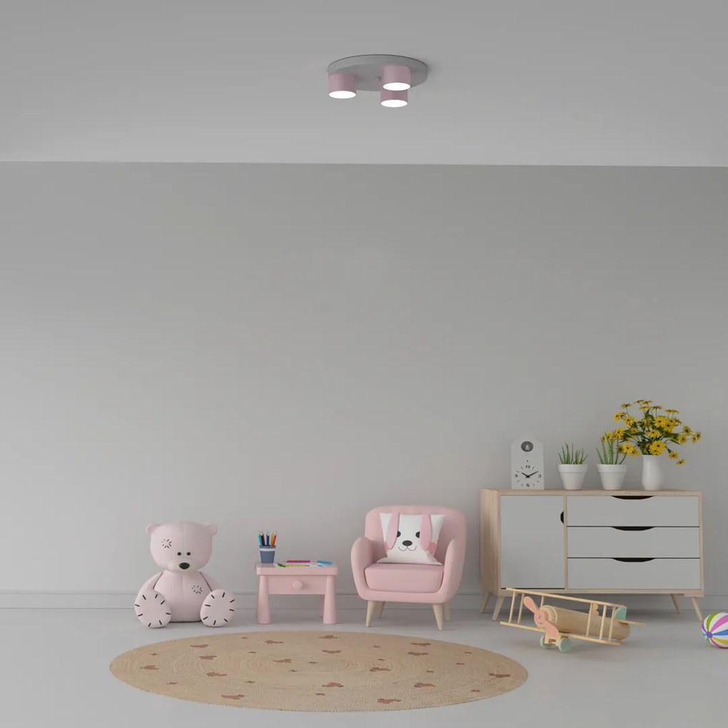Lampa sufitowa DIXIE Pink/White 3xGX53, potrójna, na kole, różowa